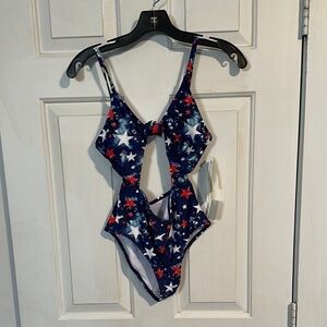 NWT California Waves Patriotic Swim suit size small
